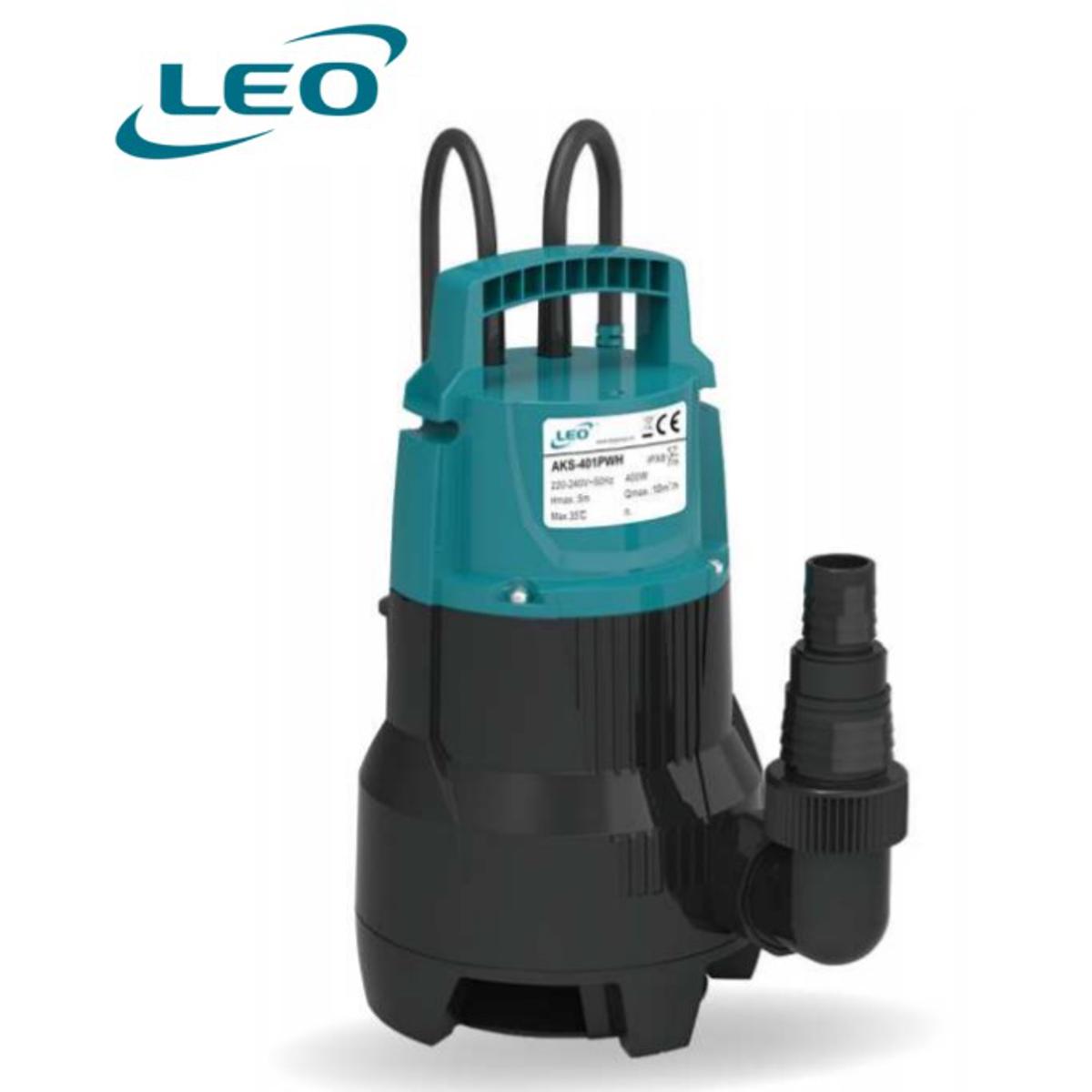 LEO AKS-551PWH , 550 WATT / 0.75 HP RUST FREE ENGINEERED PLASTIC DIRTY WATER SUBMERSIBLE PUMP WITH FLOAT SWITCH FOR AUTOMATIC OPERATION , EUROPEON STANDARD WATER PUMP