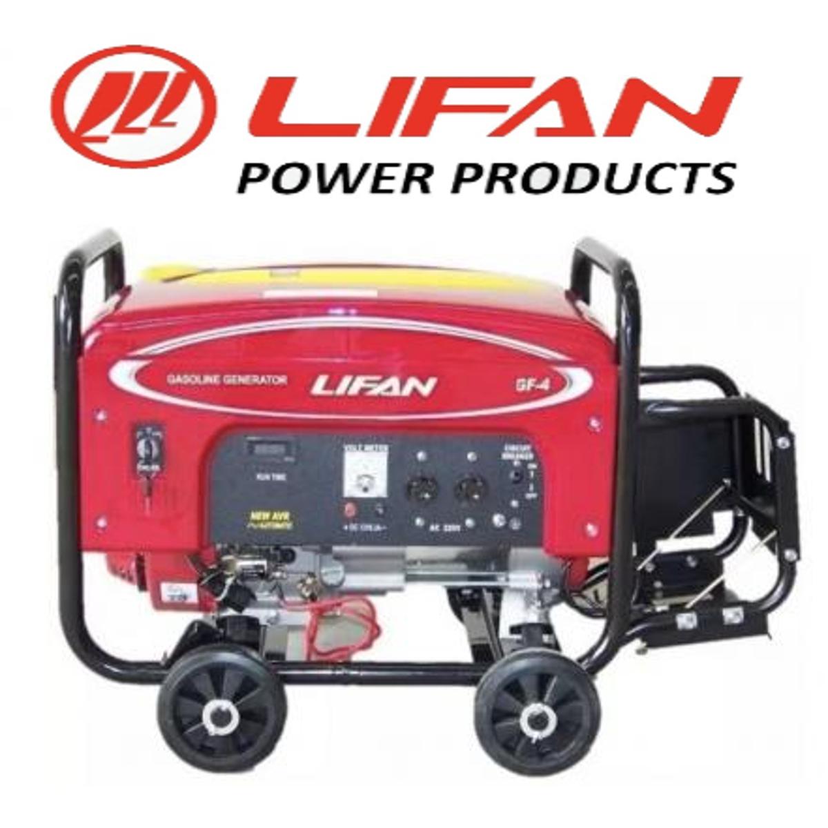 LIFAN Generator 3 kw /3.75 kVA - LF3800GF-4 - Self Start Petrol n Gas Generator - with Battery , External Battery Frame & Wheels Kit