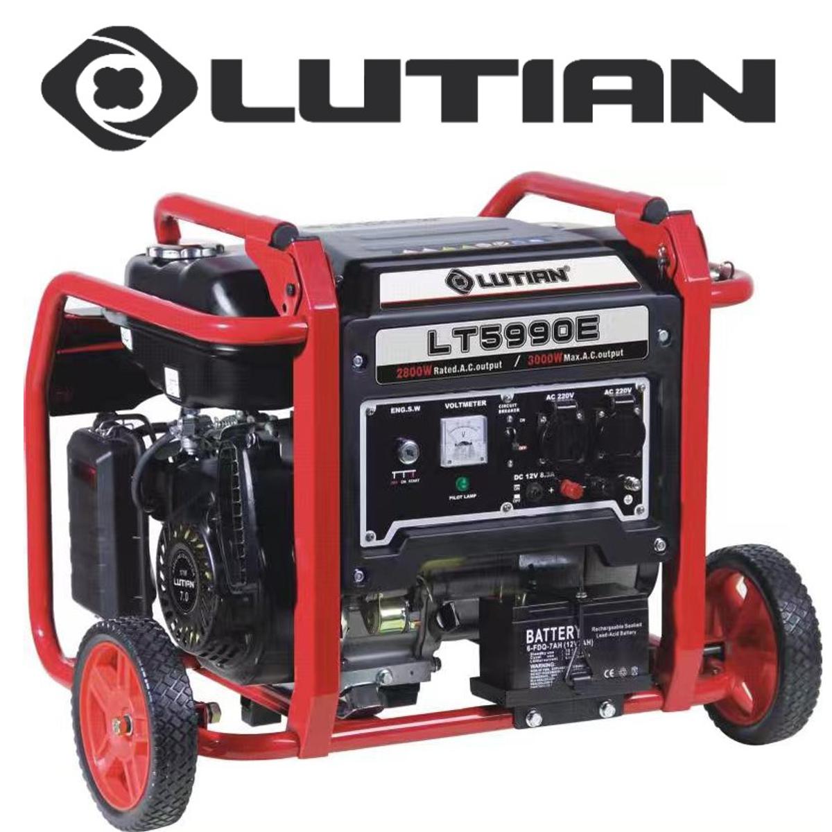 LUTIAN Generator - LT5990E -3.75Kva / 3Kw (3000 Watt) - Self Start - with Battery n Gas Kit n Wheels Kit - Latest Model