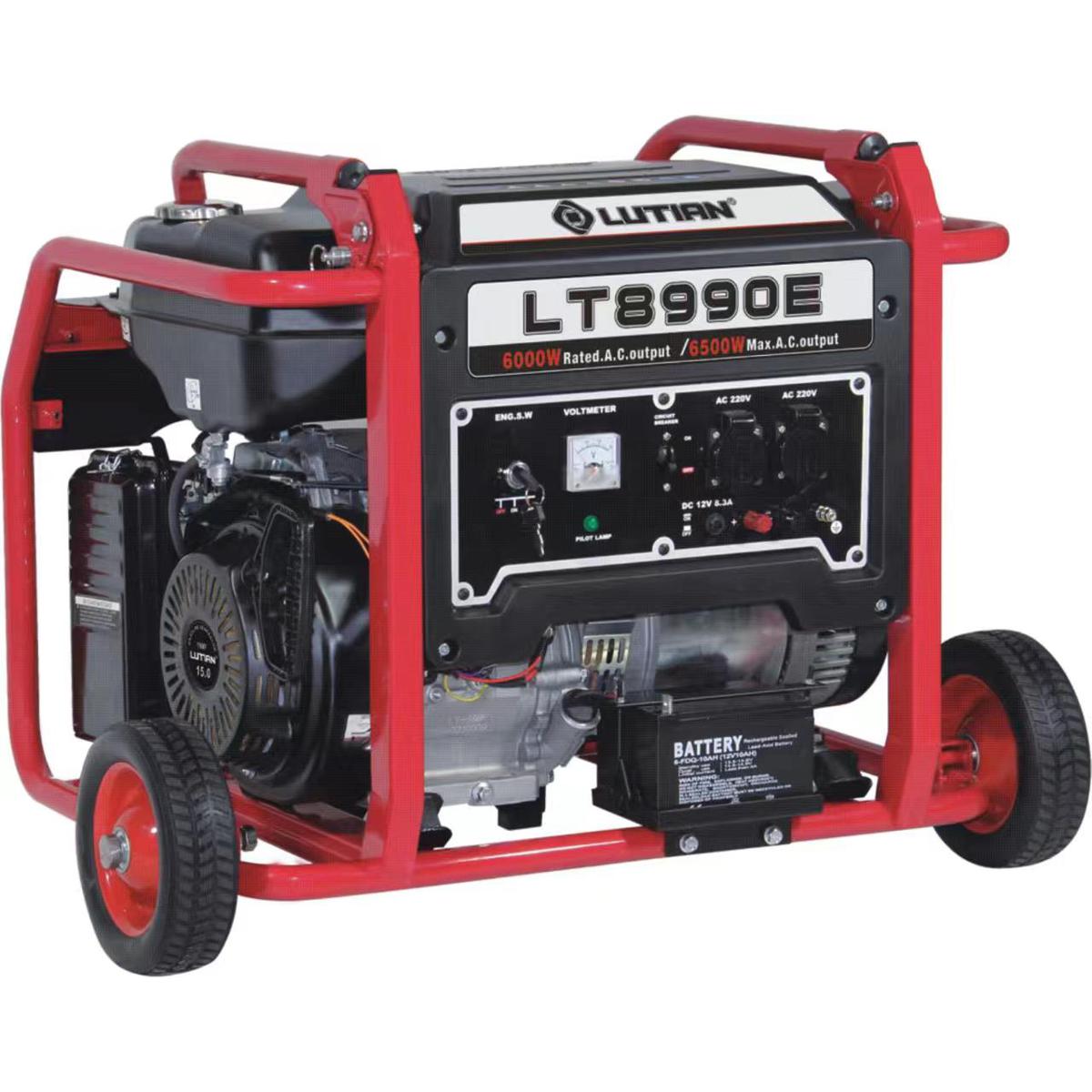 LUTIAN Generator - LT8990E -8Kva / 6.5Kw (6500 Watt) - Self Start - with Battery n Gas Kit n Wheels Kit - Latest Model