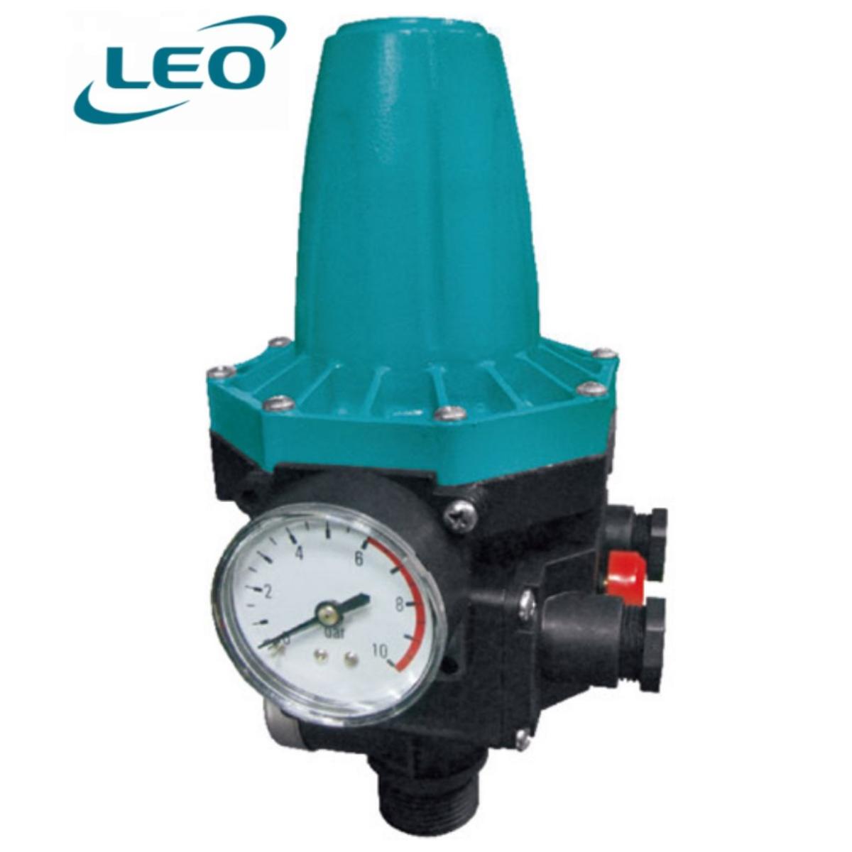 LEO PS-04C , ELECTROMAGNETIC PRESSURE SWITCH WITH GUAGE FOR AUTOMATIC PUMP CONTROL IN DOMESTIC WATER UNIT WITH NON RETURN VALVE , EURPEON STANDARD