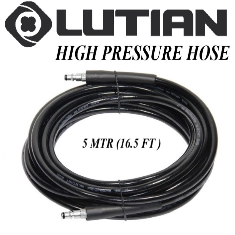 LUTIAN - High Pressure Hose Pipe for Pressure Washers - Quick Connect type - 5 Mtr / 10 Mtr Length - 100% Imported
