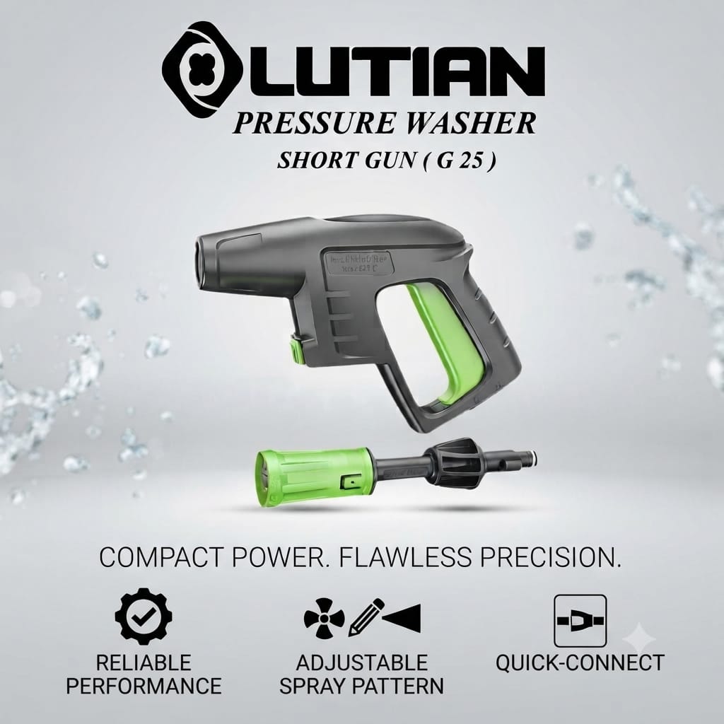 LUTIAN - Short Gun for Pressure Washers with Adjustable Spray Lance for 100 , 110 Bar & 140 Bar Models
