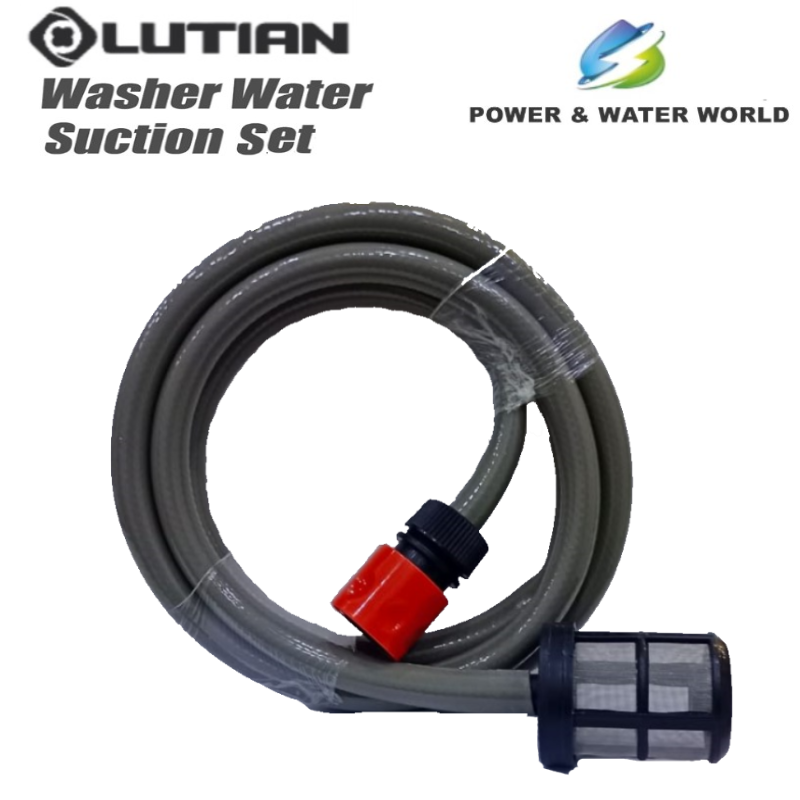 LUTIAN 4pcs Bucket Suction Set for High Pressure Washer ( 1 x Bucket Filter + 1 x 2mtr Hose Pipe + 1 x Quick Connector + 1 x 1/2" Pipe tightening clip )