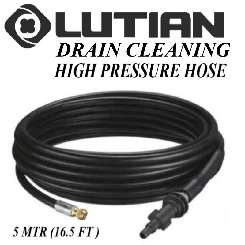 LUTIAN - Pipe Cleaning Hose 5m 130Bar - Drain Cleaning Pressure Hose for Clogged Pipes - for Pressure Washers