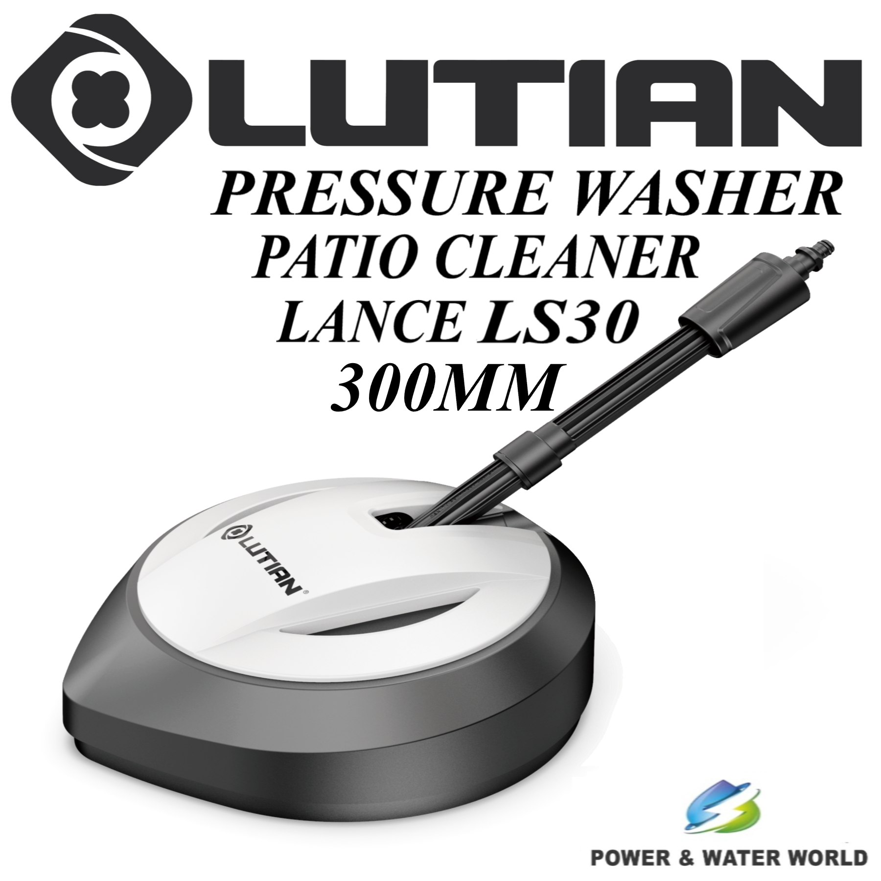 LUTIAN - LS30 Patio Brush - Solar Panels / Floor Surface Cleaner Attachment Kit - 12 inch Diameter Lance for Pressure Washers .